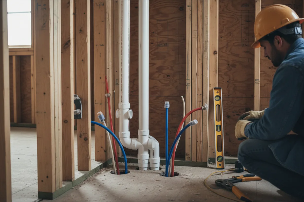 Drain and supply rough-in during Sump Pump Repair in Mount Gretna