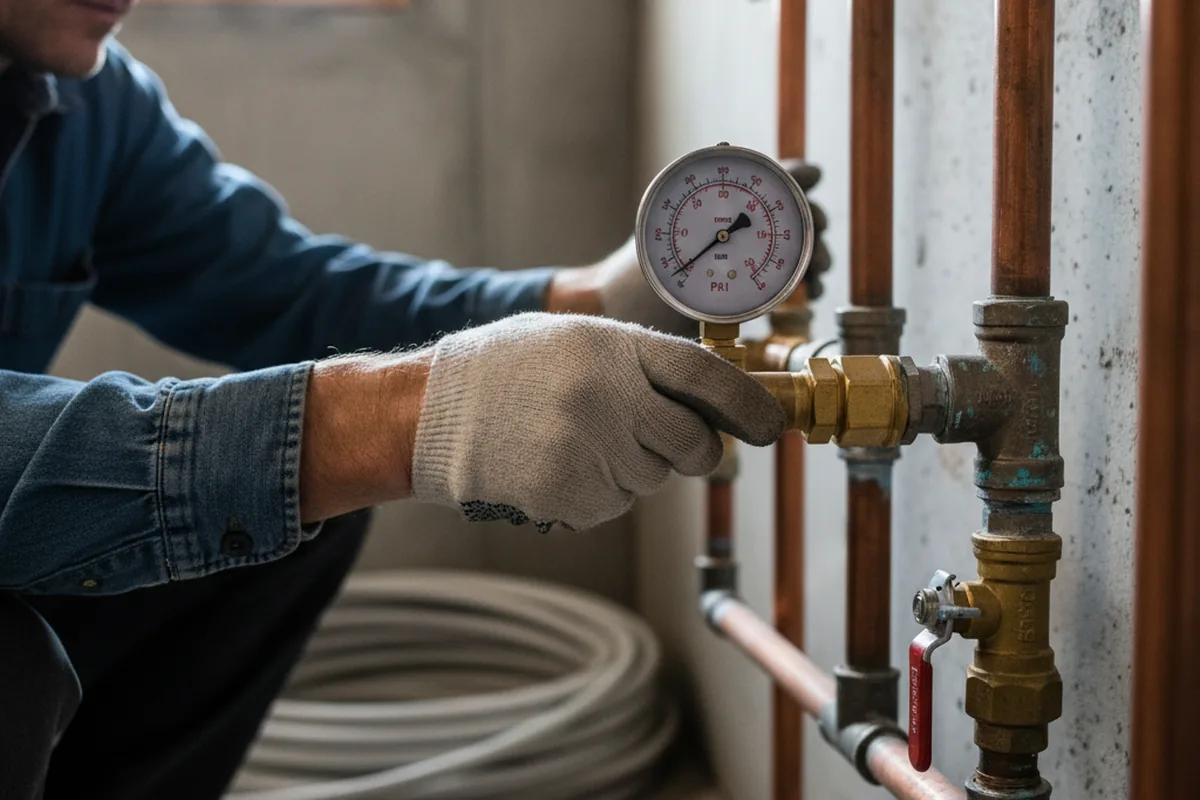 Pressure testing a repaired line during Water Line Repair in Mount Gretna